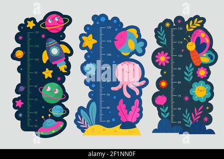 Handgezeichnete Höhenmeter Sammlung illustrierte Vektor-Illustration. Stock Vektor