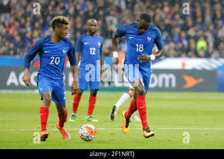 Kingsley Coman (Bayern München) (FRA), Moussa Sissoko (Newcastle United) (FRA), Lassana Diarra (Olympique de Marseille) (FRA) während des Fußballspiels International Friendly Game 2016 zwischen Frankreich und Russland am 29. März 2016 im Stade de France in Saint Denis, Frankreich - Foto Stephane Allaman / DPPI Stockfoto