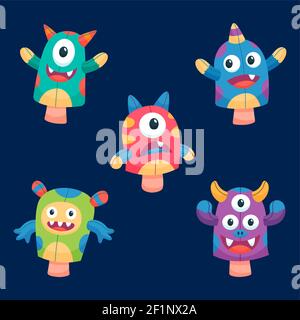 Organic flache Design Handpuppen Set Vektor Illustration. Stock Vektor