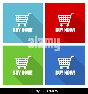 Jetzt kaufen Icon-Set, flache Design-Vektor-Illustration in eps 10 für webdesign und mobile Anwendungen in vier Farboptionen Stock Vektor