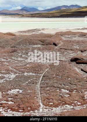 Piedras Rojas: Die schönen roten Steine in der Atacama Wüste im Norden Chiles in der Nähe von San Pedro de Atacama. Stockfoto