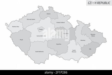 Tschechische Republik Graustufenkarte Stock Vektor