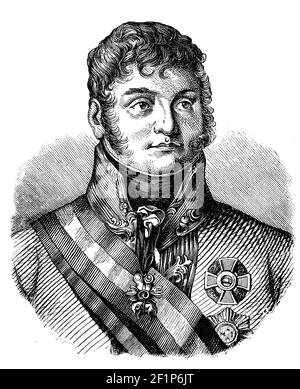 Karl Philipp Prinz zu Schwarzenberg auch Carl Philipp zu Schwarzenberg, 15. April 1771 - 15. Oktober 1820, ein österreichischer Feldmarschall sowie Botschafter in St. Petersburg und Paris / Karl Philipp Fürst zu Schwarzenberg auch Carl Philipp zu Schwarzenberg, 15. 1771. Bis 15. April. Oktober 1820, ein Österreichischer Feldmarschall sowie Botschafter in Sankt Petersburg und Paris, Historisch, historisch, digital verbesserte Reproduktion eines Originals aus dem 19th. Jahrhundert / digitale Reproduktion einer Originalvorlage aus dem 19. Jahrhundert, Stockfoto