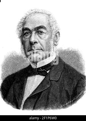 Martin Eduard Sigismund Simson, von 1888 Eduard von Simson, 10. November 1810 - 2. Mai 1899, war deutscher Richter, Universitätsdozent und Parlamentarier im Königreich Preußen / Martin Eduard Sigismund Simson, ab 1888 Eduard von Simson, 10. 1810. - 2. November. Mai 1899, war ein deutscher Richter, Hochschulführer und Parlamentarier im Königreich Preußen, Historisch, historisch, digital verbesserte Reproduktion eines Originals aus dem 19th. Jahrhundert / digitale Produktion einer Originalvorlage aus dem 19. Jahrhundert, Stockfoto