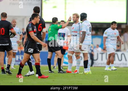 Olivier Missoup (Racing Metro 92) erhielt eine gelbe Karte und verließ das Spiel während des französischen Top 14 Rugby Union Match zwischen Racing Metro 92 und LOU Lyon Rugby, 27. August 2016 im Yves du manoir Stadion in Colombes, außerhalb von Paris - Foto Stephane Allaman / DPPI Stockfoto