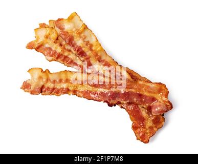 Nahaufnahme von Scheiben knusprig heißen gebratenen Speck Stockfoto