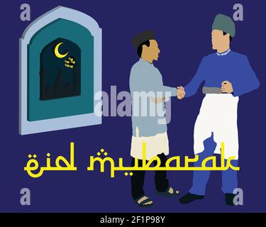 Vektor-Illustration Eid Mubarak Monat der Vergebung wird nach dem Monat Ramadhan gefeiert. Stock Vektor