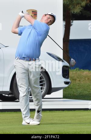 Robert MacIntyre, schottischer Profi-Golfspieler bei den Porsche European Open auf den Green Eagle Golfplätzen in Winsen/Deutschland im september 2019 Stockfoto