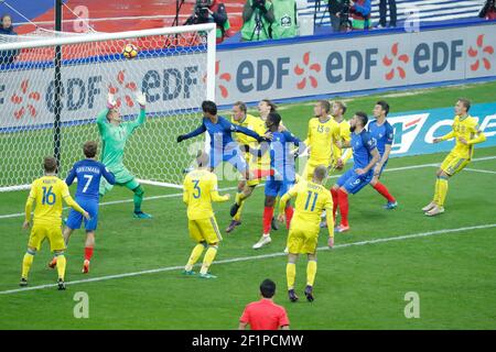 Paul Pogba (FRA) erzielte ein Tor, Raphael Varane (FRA), Antoine Griezmann (FRA), Olivier Giroud (FRA)während der FIFA World Cup 2018 Qualifying Group EIN Fußballspiel zwischen Frankreich und Schweden am 11. November 2016 im Stade de France in Saint Denis, Frankreich - Foto Stephane Allaman / DPPI Stockfoto