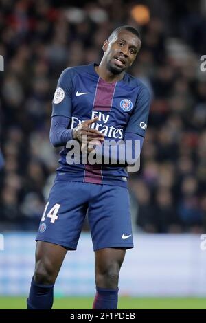 Blaise Mathuidi (psg) verpasste das Tor, das am 19. November 2016 im Stadion Parc des Princes in Paris, Frankreich, beim Fußballspiel der französischen Ligue 1 zwischen Paris Saint-Germain und dem FC Nantes erzielt wurde - Foto Stephane Allaman / DPPI Stockfoto