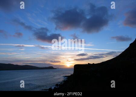 Sonnenuntergang über Calgary Bay auf der Isle of Mull In den inneren Hebriden von Schottland Stockfoto