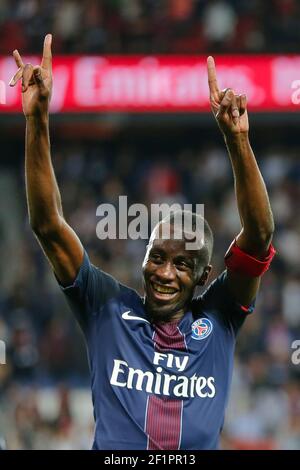 Blaise Mathuidi (psg) erzielte ein Tor und feierte es während der französischen Meisterschaft Ligue 1 Fußballspiel zwischen Paris Saint-Germain und EA Guingamp am 9. April 2017 im Parc des Princes Stadion in Paris, Frankreich - Foto Stephane Allaman / DPPI Stockfoto