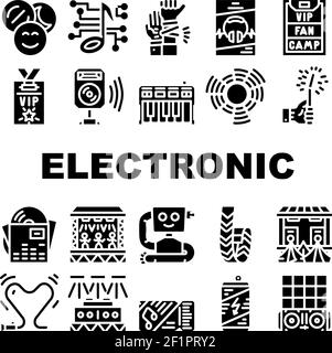 Electronic Dance Music Collection Icons Set Vektor Stock Vektor