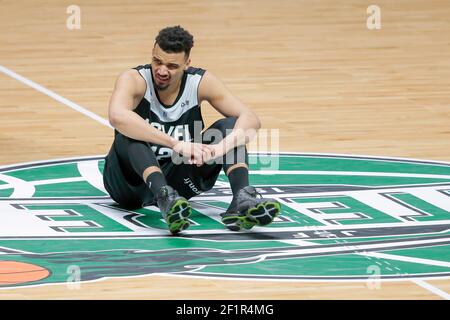 Amine Noua (ASVEL Lyon Villeurbanne) auf dem Boden während der Französisch Championship Pro A (Jeep Elite) Basketball-Spiel zwischen Nanterre 92 V Asvel am 11. März 2018 in U Arena Stadion in Nanterre, Frankreich - Foto Stephane Allaman / DPPI Stockfoto