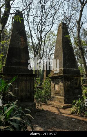 Kolkata, Indien - Februar 2021: Blick auf den South Park Street Cemetery in Kolkata am 2. Februar 2021 in Westbengalen, Indien. Stockfoto