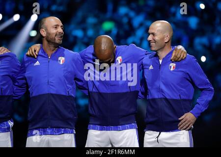 Christophe Dugarry (Frankreich 98), Thierry Henry (Frankreich 98), Zinedine Zidane (Frankreich 98) während des Freundschaftsspiels 2018 zwischen Frankreich 98 und FIFA 98 am 12. Juni 2018 in der U Arena in Nanterre bei Paris, Frankreich - Foto Stephane Allaman / DPPI Stockfoto