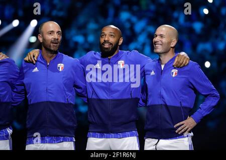 Christophe Dugarry (Frankreich 98), Thierry Henry (Frankreich 98), Zinedine Zidane (Frankreich 98) während des Freundschaftsspiels 2018 zwischen Frankreich 98 und FIFA 98 am 12. Juni 2018 in der U Arena in Nanterre bei Paris, Frankreich - Foto Stephane Allaman / DPPI Stockfoto