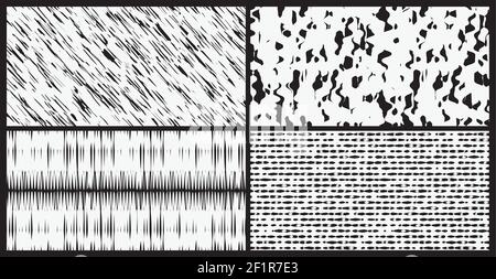 Set von abstrakten Mustern in schwarz und weiß. Vektorhintergründe mit verschiedenen freien Formen. Stock Vektor