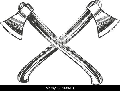 axt mit Holzgriff Zerkleinerungswerkzeug handgezeichnete Vektor-Illustration Skizze Stock Vektor