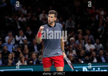 Dominic THIEM (AUT) gewann gegen Gilles SIMON (FRA) beim Rolex Paris Masters Paris 2018 Tennis Match am 31th. Oktober 2018 in der AccorHotels Arena (Bercy) in Paris, Frankreich - Foto Stephane Allaman / DPPI Stockfoto