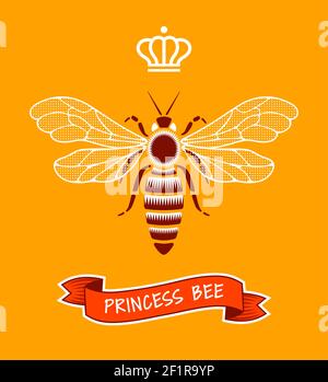 Prinzessin Bee Emblem Stock Vektor