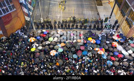 Seattle Police Square off mit Demonstranten Juni 2 auf Capital Hill im Bundesstaat Washington Stockfoto