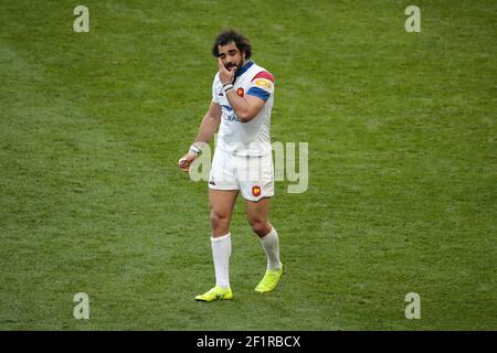 Maxime Medard (FRA) reagierte während des Six Nations 2019 Rugby-Union-Spiels zwischen Frankreich und Schottland am 23. Februar 2019 im Stade de France in Saint-Denis bei Paris, Frankreich - Foto Stephane Allaman / DPPI Stockfoto