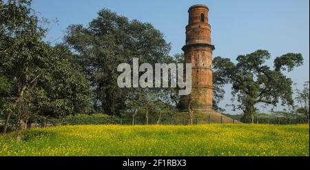 Firoz Minar Ruinen von dem, was war die Hauptstadt der muslimischen Nawabs von Bengalen in den 13th bis 16th Jahrhunderten in Gour, West Bengalen, Indien. Stockfoto