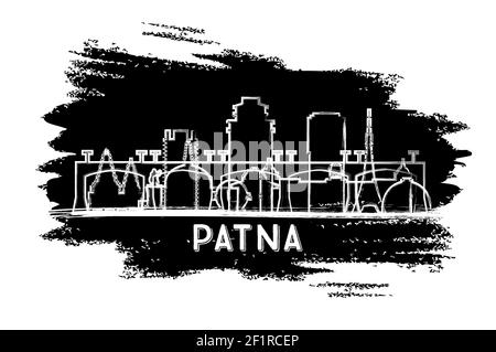 Patna India City Skyline Silhouette. Handgezeichnete Skizze. Business Travel und Tourismus Konzept mit historischer Architektur. Vektorgrafik. Stock Vektor