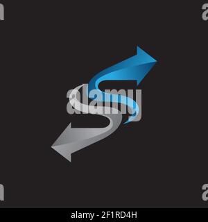 Vector Zeichen S Buchstabe Logo, Klimaanlage und Heizung, zwei Pfeile in Farbe Stock Vektor