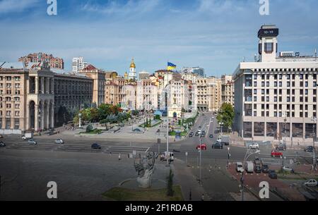 Luftaufnahme des Unabhängigkeitsplatzes - Kiew, Ukraine Stockfoto