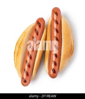 Hot Dog auf einem weißen Stockfoto
