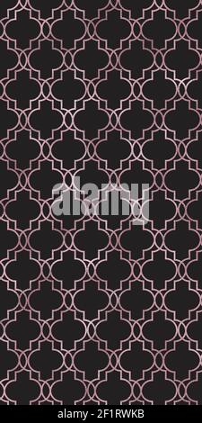 Marokkanisches Nahtloses Muster mit Goldlinie über schwarz. Türkischer Islam, arabisch, indisch, Ottomane Design, geometrische orientalische Textur. Print für Textil, Tapete, Verpackung. 3D Abbildung Stockfoto