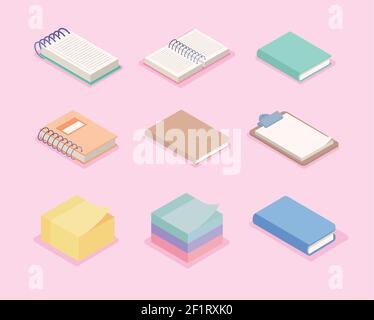 Sechs Arbeitsplatzsymbole Stock Vektor