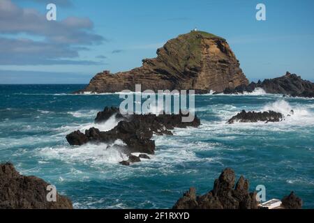 Mole Insel in Porto Moniz auf Madeira Stockfoto