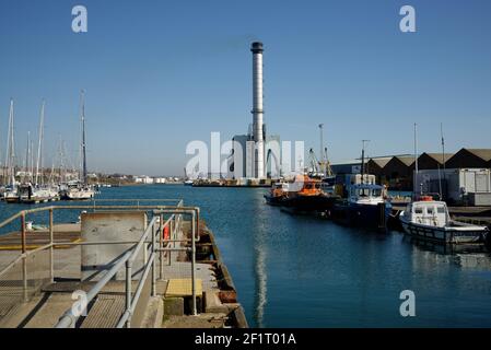 Shoreham Gas-Kraftwerk in Southwick, Portslade dockt in der Nähe von Brighton. Stromerzeugung. Stockfoto