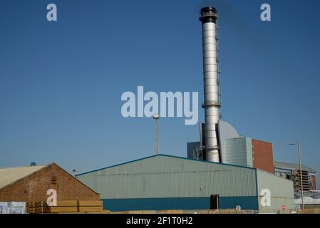 Shoreham Gas-Kraftwerk in Southwick, Portslade dockt in der Nähe von Brighton. Stromerzeugung. Stockfoto