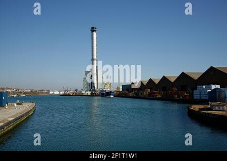 Shoreham Gas-Kraftwerk in Southwick, Portslade dockt in der Nähe von Brighton. Stromerzeugung. Stockfoto