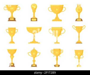 Set mit Elementen für die Siegertrophäe. Goldener Preis. Championship Cup, Triumph Pokal Konzept. Stock Vektor
