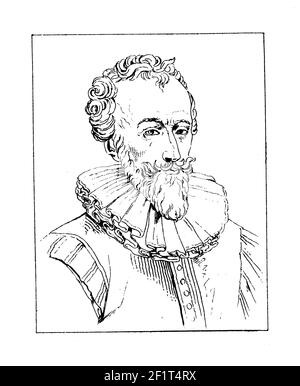 19th-Jahrhundert-Illustration eines Porträts von Francois de Malherbe, Französisch Dichter, Übersetzer und Kritiker. Er wurde 1555 in Le-Locheur bei Caen, Nor, geboren Stockfoto