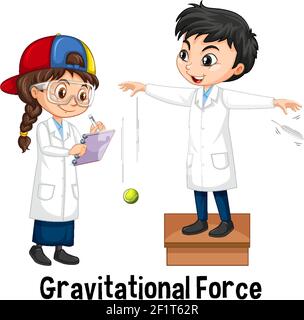 Zwei Wissenschaftler tun Gravitationskraft Illustration Stock Vektor