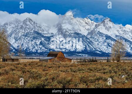 Die John Moulton Scheune in Mormon Row in Grand Teton Nationalpark Stockfoto