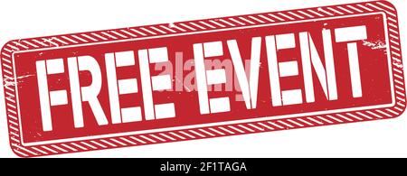KOSTENLOSE VERANSTALTUNG roten Stempel Text auf weiß Stock Vektor