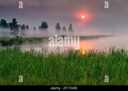 Fotografen im Nebel Stockfoto