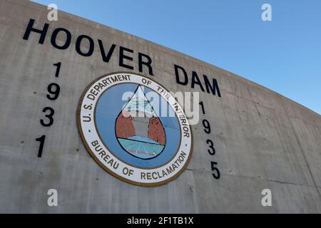 Hoover Dam erbaut zwischen 1931 und 1935, Hoover Dam, Arizona, Nevada, USA Stockfoto