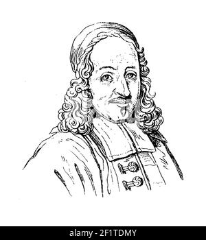 19th-Jahrhundert-Illustration eines Porträts von Philipp Jakob Spener, deutscher christlicher Theologe. Er wurde am 13. Januar 1635 in Rappoltsweiler, Alsac geboren Stockfoto