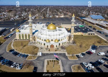 Dearborn, Michigan - das islamische Zentrum von Amerika, die größte Moschee in Nordamerika. Es dient der großen schiitischen arabischen Bevölkerung in Dearborn, die c Stockfoto