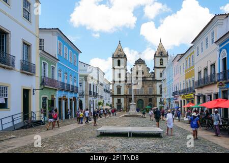 Sao Francisco Kirche in Pelourinho, im historischen Zentrum von Salvador Bahia. Brasilien. Stockfoto