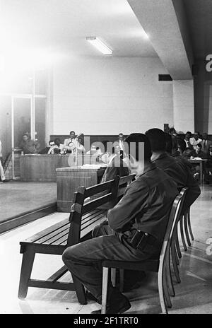 Verratsprozess gegen Marcos Rodriguez, Kuba, 1963. Aus der Sammlung Deena Stryker Photographs. () Stockfoto