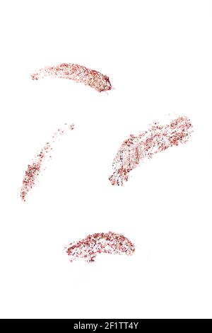 Glitter Make-up Gel Striche auf weißem Hintergrund. Stockfoto